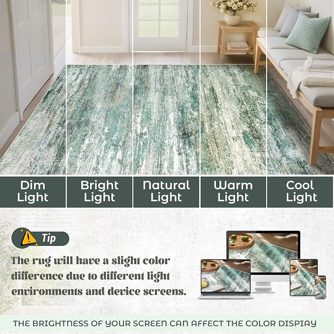 8x10 Area Rugs for Living Room, Washable Modern Abstract Large Area Rug Neutral - Image 8