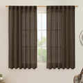 LAMIT Semi Sheer Linen Curtains 45 Inches Long, Light Filtering Panels Back Tab by LAMIT