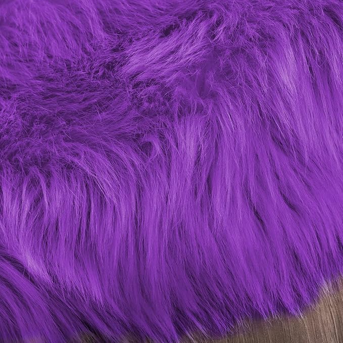 Latepis Fluffy Shag Purple 3x5 Rugs Washable Faux Fur Rug Furry Carpet - Image 7