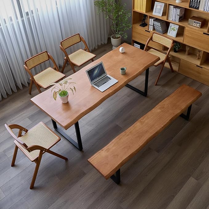 Brown Bench Wooden Long Bench with Metal Legs for Office Restaurant Living Room Meeting Room Indoor Seating Multiple （tan bench70.87in）