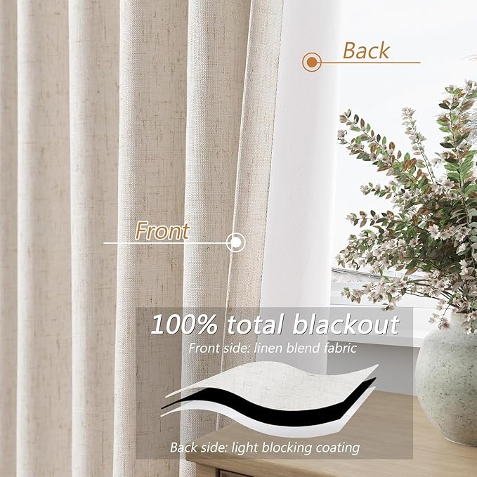 Guken 100% Blackout Curtains 45 Inch Length 2 Panels Set - Image 4
