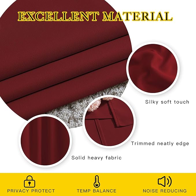 NICETOWN Burgundy Red 102 inch Curtains - Image 4