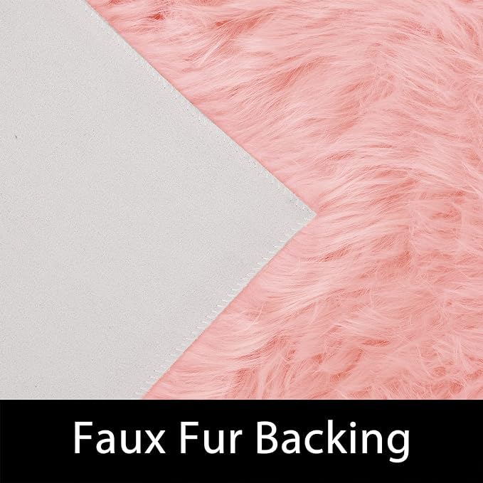 Latepis Pink Fur 5x8 Area Rug for Living Room Bedroom Faux Sheepskin Rugs Fuzzy - Image 3