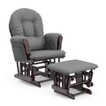 Storkcraft Premium Hoop Glider & Ottoman (Espresso/Gray) — GREENGUARD Gold Certified Nursery Glider, Solid Wood Craftsmanship, Smooth-Gliding Nursery Chair and Ottoman, Award-Winning