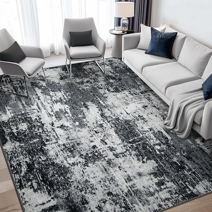 Washable Area Rugs 5'x8' Non-Slip Modern Abstract Soft by RELEANY