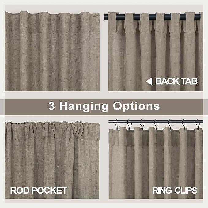 Pitalk Taupe Linen Curtains 72 Inch Length - Image 4