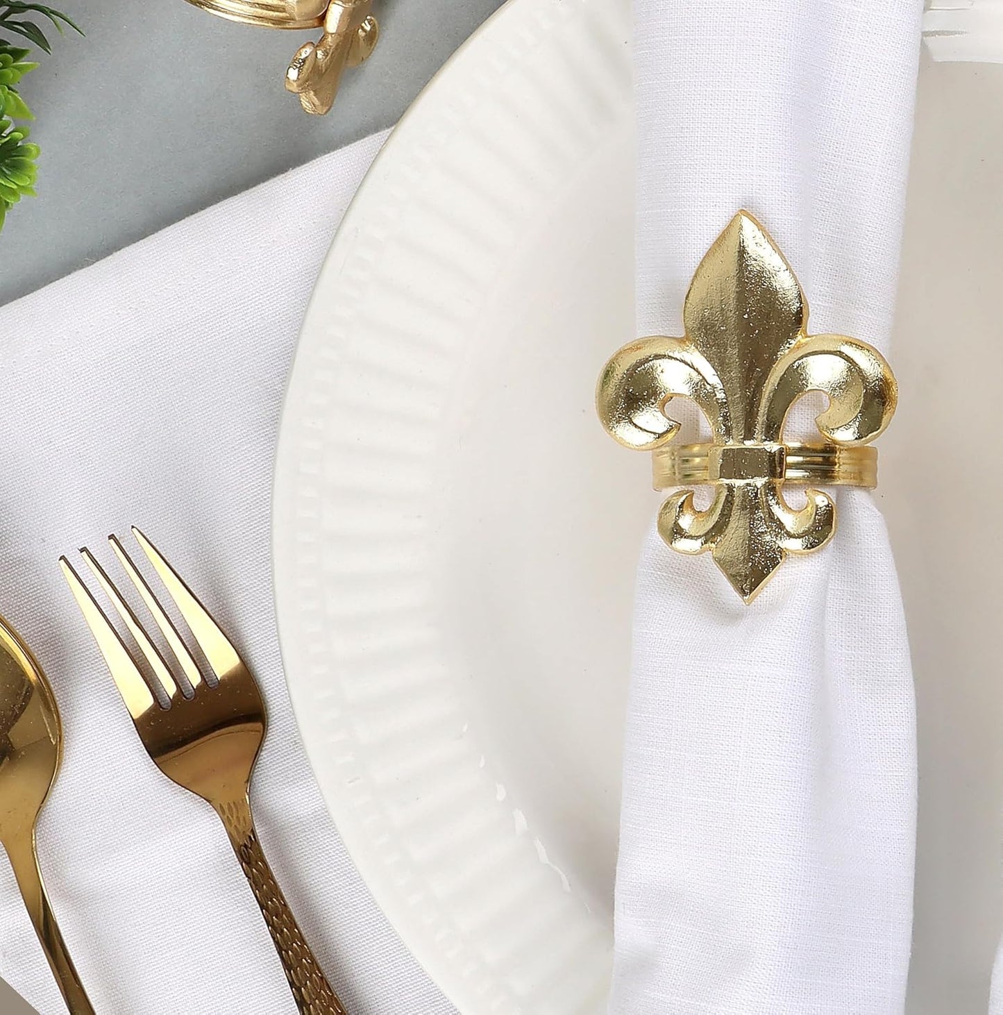 Gold Napkin Rings - Set of 12 | Elegant Metal Serviette Holders for Cloth Napkins | Durable & Reusable Table Decor for Dining, Weddings, Parties, Holidays & Special Events - ALPHA Living HOME