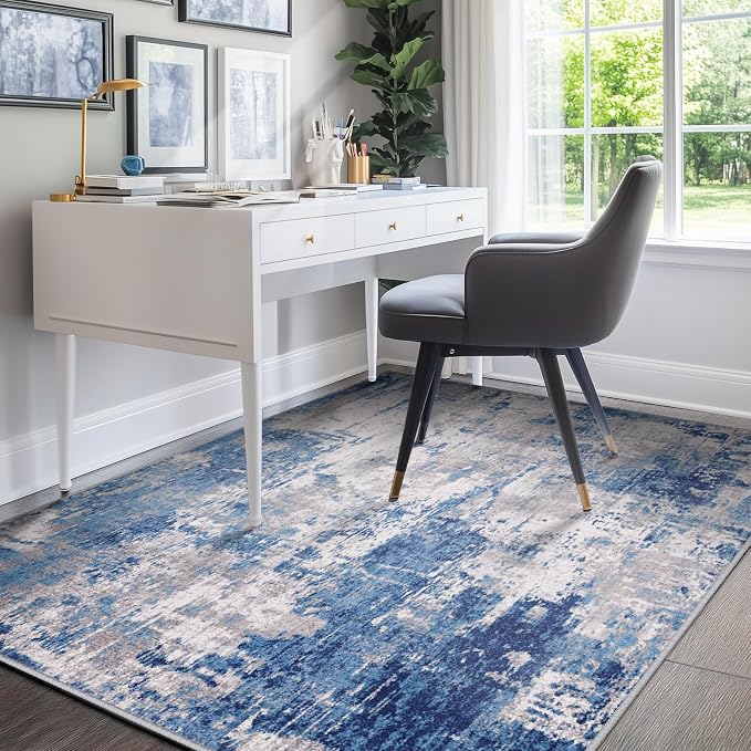 Washable Area Rugs 4'x5' Non-Slip Modern Abstract Soft - Image 2