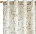 Lazzzy Green Floral Linen Curtains 84 Inch Farmhouse Back Tab Drapes by Lazzzy