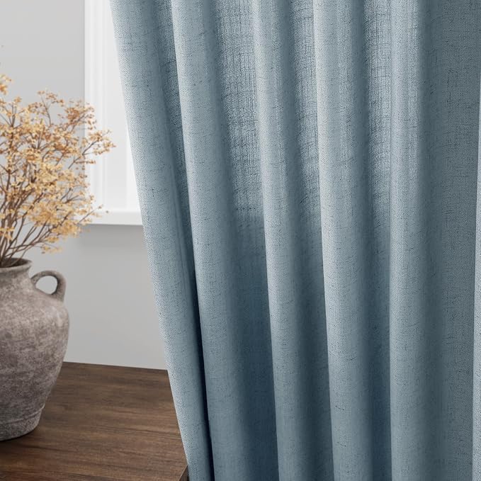 Nanspring Light Blue Linen Curtains 108 Inches Long - Image 4