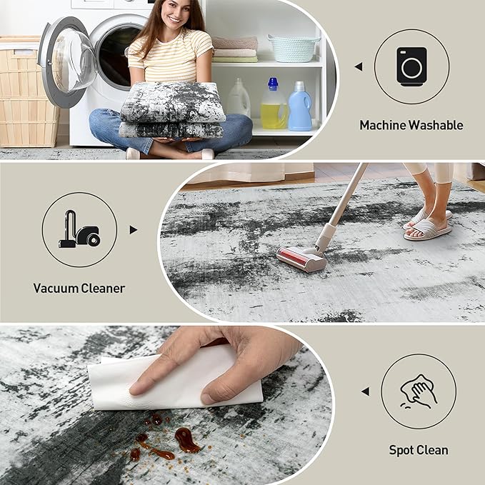 9x12 Area Rugs Washable Rug: Modern Abstract Living Room Rug Soft Anti-Skid - Image 4