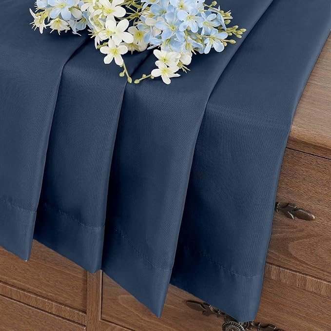 Navy Blue Small Sheer Curtains 2 Panels Set, Kitchen Curtains 36 Inch Length - Image 6