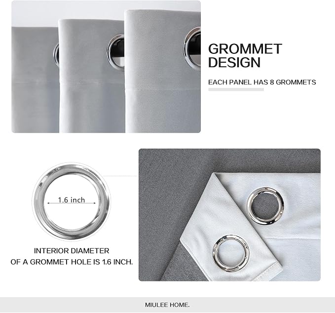 MIULEE 2 Pieces Greyish White Extra Long Velvet Curtains Exquisite & Elegant - Image 2