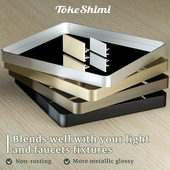 TokeShimi 36x36 Inch Gold Bathroom Vanity Mirror for Wall Rectangle Mirror with Non-Rusting Aluminum Alloy Brushed Matte Metal Frame for Modern Farmhouse Home Decor (Horizontal/Vertical)