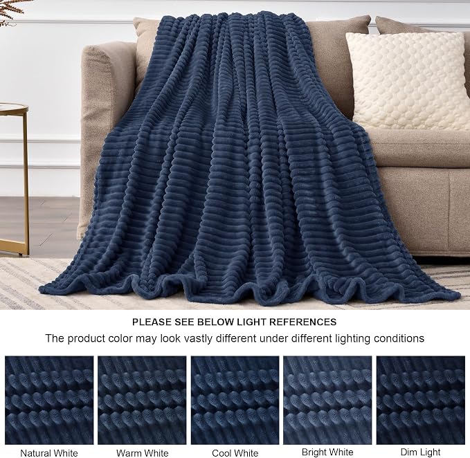 BEDELITE Fleece Blanket King Size – 3D Ribbed Jacquard Soft and Warm Decorative - Image 8
