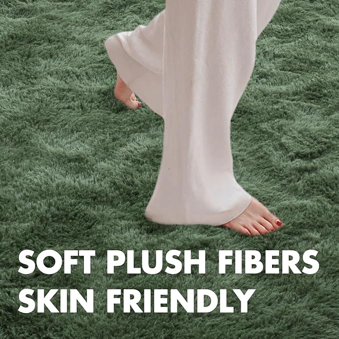 4x6 Ft Shag Green Area Rug for Bedroom Living Room, Ultra Soft Fluffy Furry - Image 5