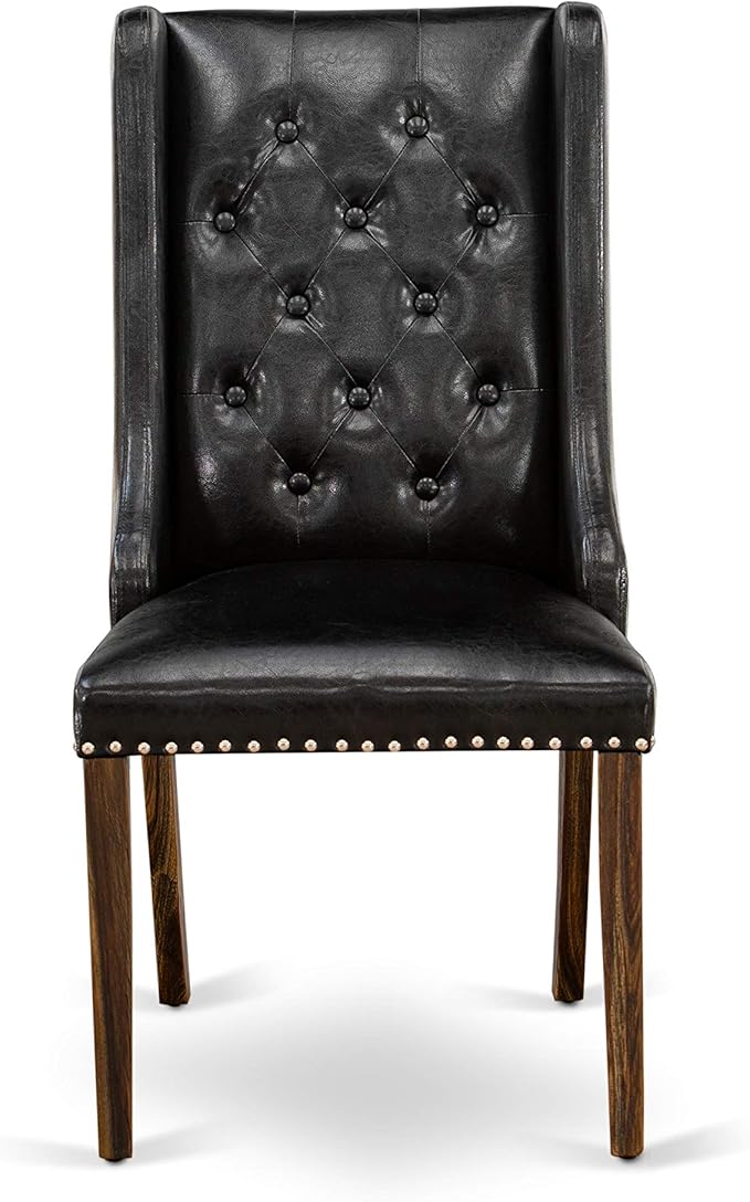 East West Furniture X777FO749-5 5 Piece Dining Set Includes a Rectangle Dining Room Table with X-Legs and 4 Black Faux Leather Upholstered Parson Chairs, 40x72 Inch, Multi-Color