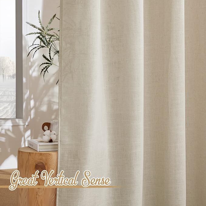 NICETOWN Linen Taupe Curtains 84 inches Long, Rod Pocket & Back Tab Flax Linen - Image 6