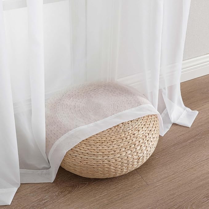 Chyhomenyc White Sheer Curtains 84 Inches Long 2 Panels, Light Filtering White - Image 7