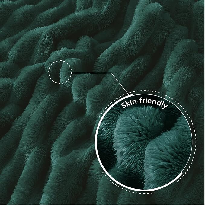 Exclusivo Mezcla Queen Size Flannel Fleece Blanket, Super Soft Striped Jacquard - Image 5