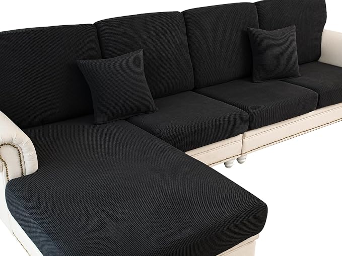 Couch Cushion Covers for Sectional Sofa L Shape Washable Separate Seat Chaise by LA+MEACK