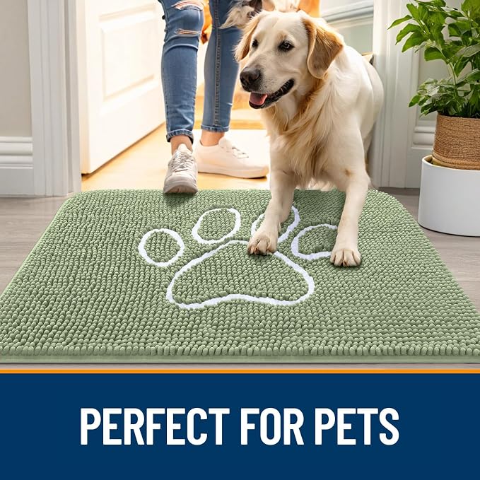 OLANLY Dog Door Mat for Muddy Paws 40x32, Paw Print Design, Absorbs Moisture - Image 6