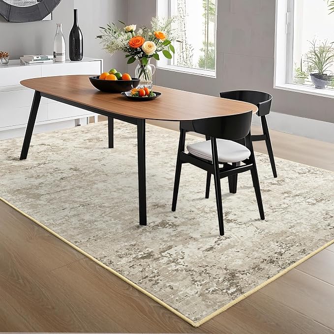 Toneed Abstract Area Rug Modern Washable Rug Soft Non Slip Rug Low Pile - Image 4