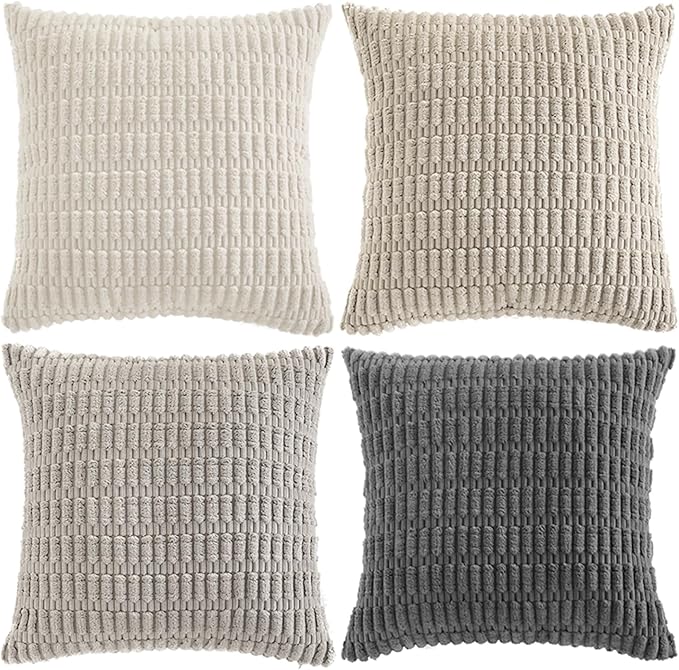 Fancy Homi Set of 4 Grey and White Boho Decorative Throw Pillow Covers 22x22 - Image 9