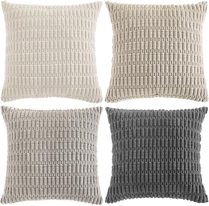 Fancy Homi Set of 4 Grey and White Boho Decorative Throw Pillow Covers 26x26 - Image 9