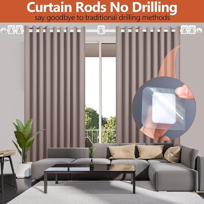 Curtain Rods No Drilling for Windows, 5/8 Inch Diameter Drapey Pole - Image 2