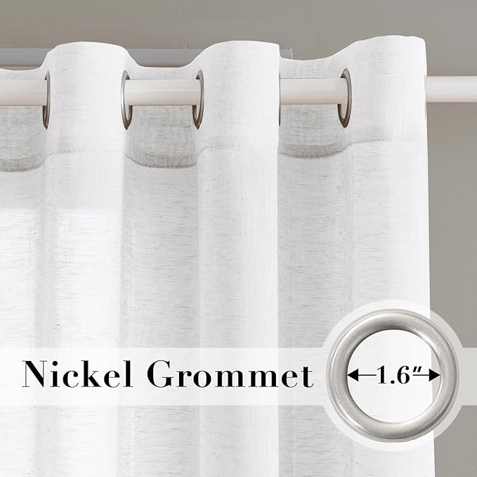 H.VERSAILTEX Linen Curtains Nickel Grommet Natural Linen Semi-Sheer Curtains 2 - Image 2