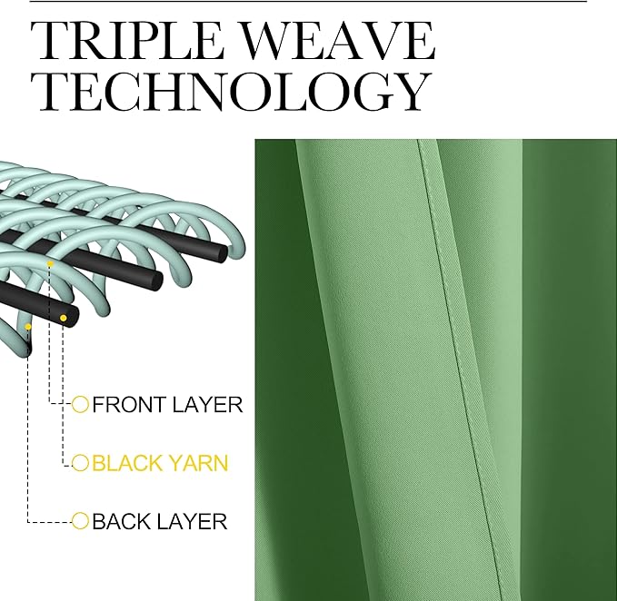 NICETOWN Blackout Curtains for Bedroom, Forest Green, 42 W by 80 L, Thermal - Image 3