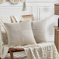 Fancy Homi 2 Packs Neutral Taupe Decorative Throw Pillow Covers 22x22 Inch by Fancy+Homi