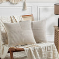 Fancy Homi 2 Packs Neutral Taupe Big Decorative Throw Pillow Covers 24x24 Inch by Fancy+Homi