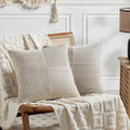Fancy Homi 2 Packs Neutral Taupe Euro Decorative Throw Pillow Covers 26x26 Inch by Fancy+Homi