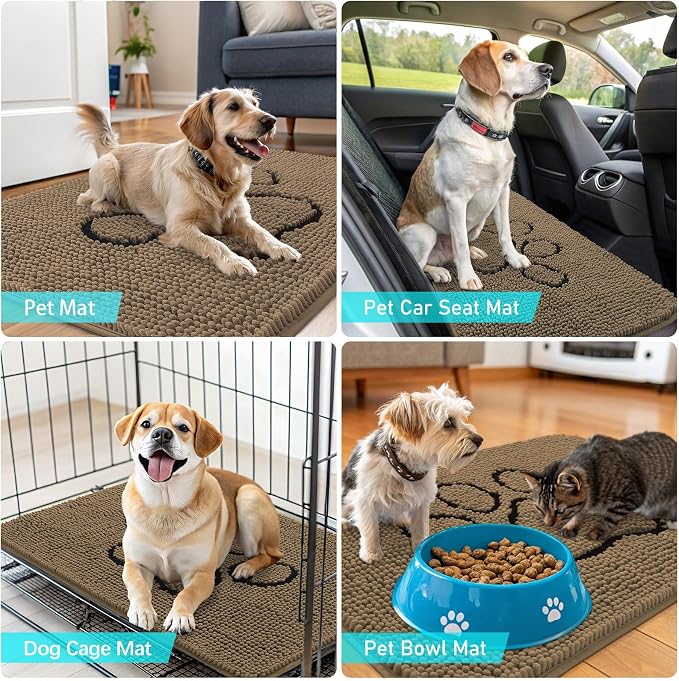 OLANLY Dog Door Mat for Muddy Paws 36x24, Paw Print Design, Absorbs Moisture - Image 7