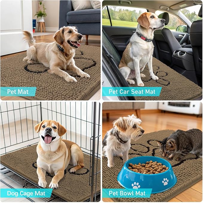 OLANLY Dog Door Mat for Muddy Paws 40x32, Paw Print Design, Absorbs Moisture - Image 7