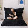 MAXYOYO Giant Bean Bag Chair with Pillow, 3 in 1 Convertible Bean Bag Chair for Adults with Washable Cover, Removable Floor Cushion Stuffed Floor Lounger for Living Room Bedroom, Black, Full