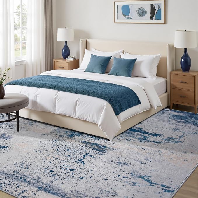 Toneed Abstract Area Rug Modern Washable Rug Soft Non Slip Rug Low Pile - Image 4