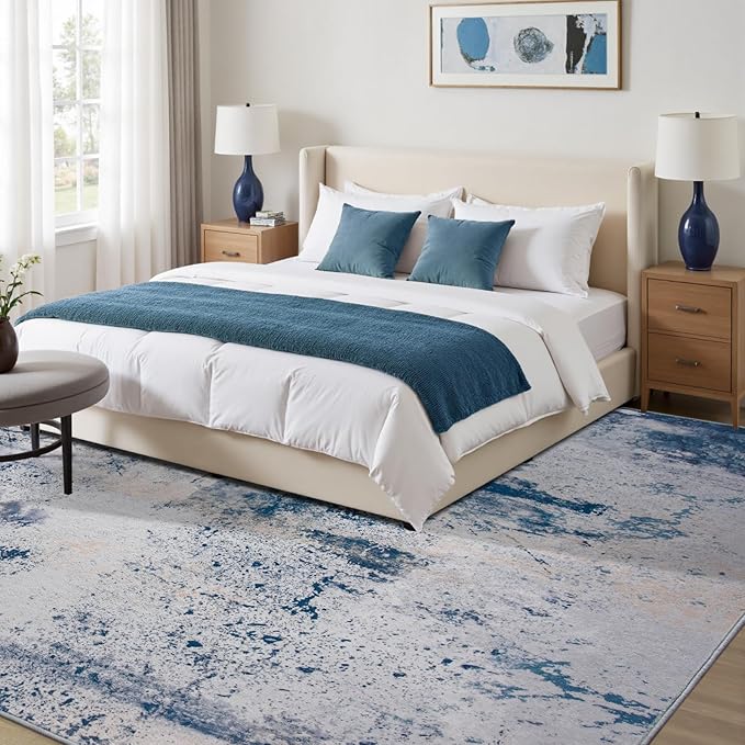 Toneed Abstract Area Rug Modern Washable Rug Soft Non Slip Rug Low Pile - Image 5