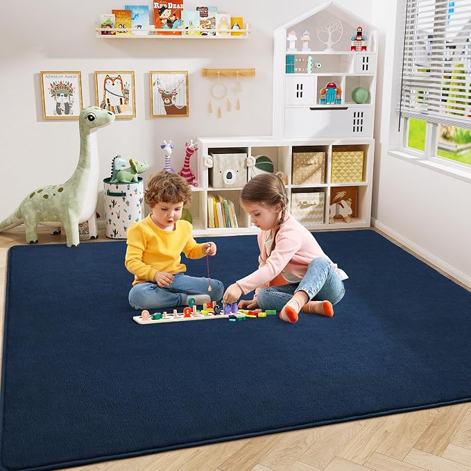 Amearea Modern Area Rugs for Bedroom Living Room, 4x6 Feet Navy Blue Thickened - Image 3
