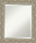 Amanti Art Bathroom Mirror for Over Sink, 25x21 Filigree Silver Rectangle Vanity Mirror, Small Traditional Frame, Hangs Horizonally and Vertically, Bathroom Wall Decor, Beveled Edge