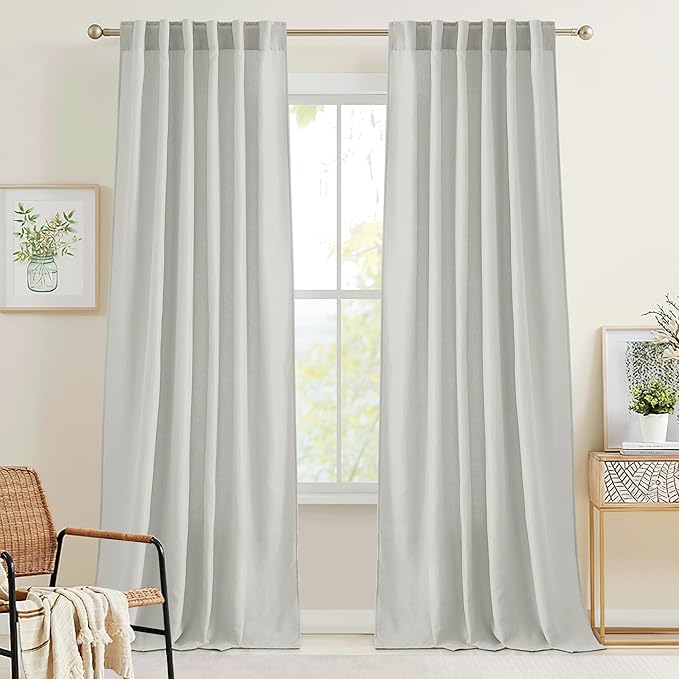 RYB HOME Linen Sheer Curtains for Living Room Bedroom, Back Tab 120 inches by RYBHOME