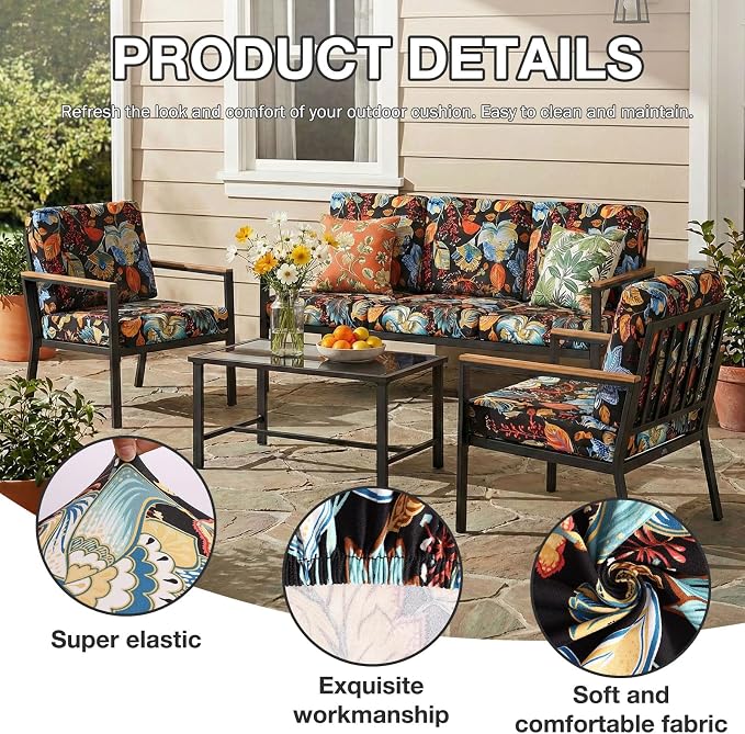 hyha 8Pcs Patio Cushion Covers, Stretch Outdoor Couch Cushion Covers Replacement - Image 3