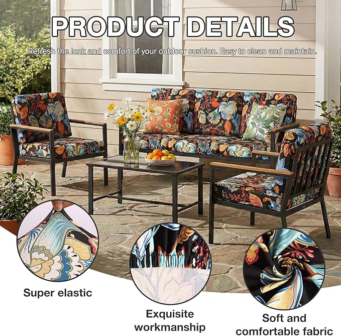 hyha 14Pcs Patio Cushion Covers, Stretch Outdoor Couch Cushion Covers - Image 3
