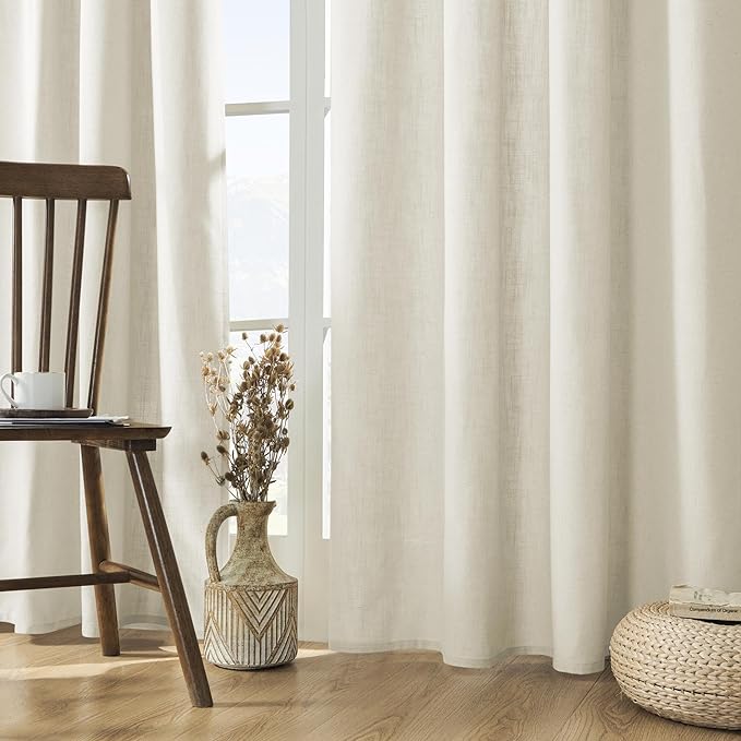 Joydeco Linen Curtains 84 Inch Length 2 Panels, Light Filtering Drapes 52 by JOYDECO