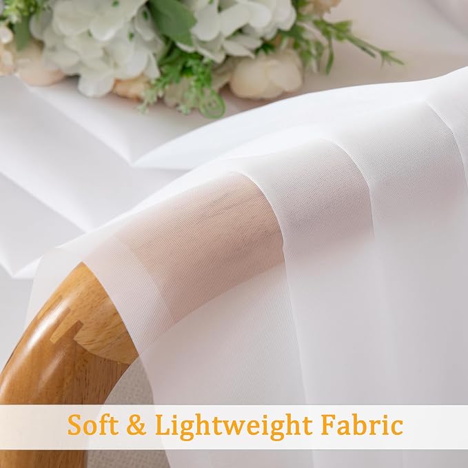 Gwine White Sheer Curtains 108 Inches Long 2 Panels Set, Voile Light Filtering - Image 8