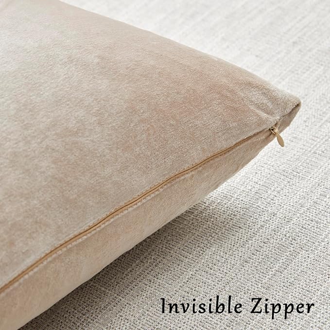 GIGIZAZA 22x22 Beige Pillow Covers: Pack of 2 Champagne Vintage Throw Pillows - Image 5