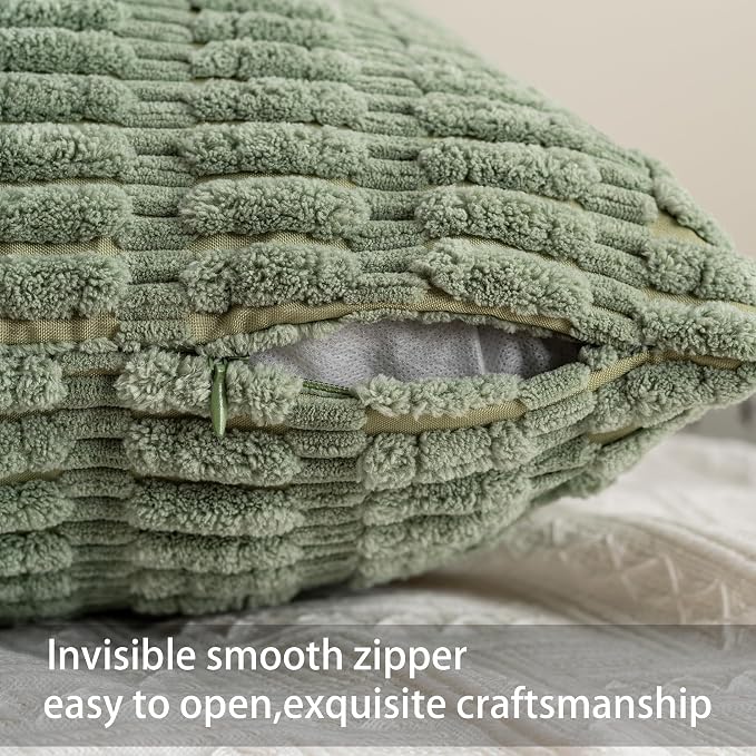 Pack of 2 Christmas Green Corduroy Decorative Throw Pillow Covers 12x20 Inch - Image 3