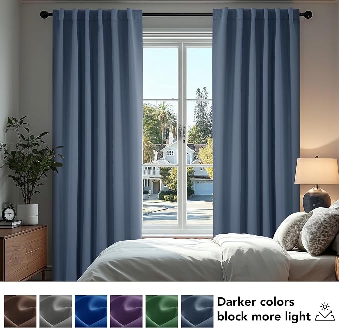 Deconovo Blackout Curtains, Thermal Insulated, W42 x L72 2 Panels, Back Tab - Image 4